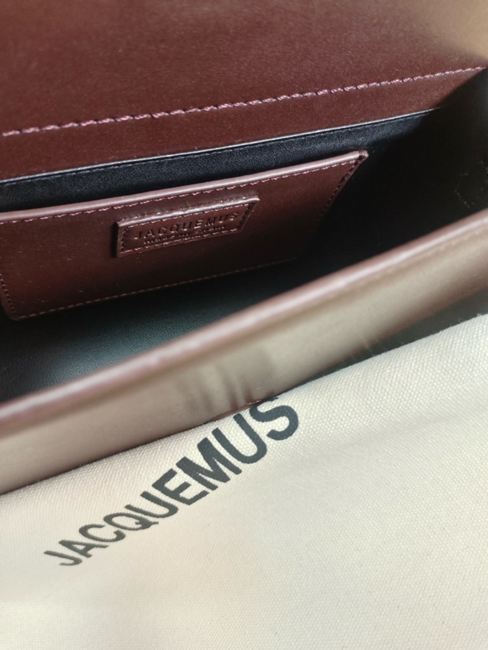 Jacquemus Dark Brown Leather Crossbody Bag with Gold Logo - Picture 6 of 7